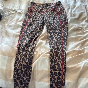 Chico's Bold Brown and Red Leopard Leggings NWOT